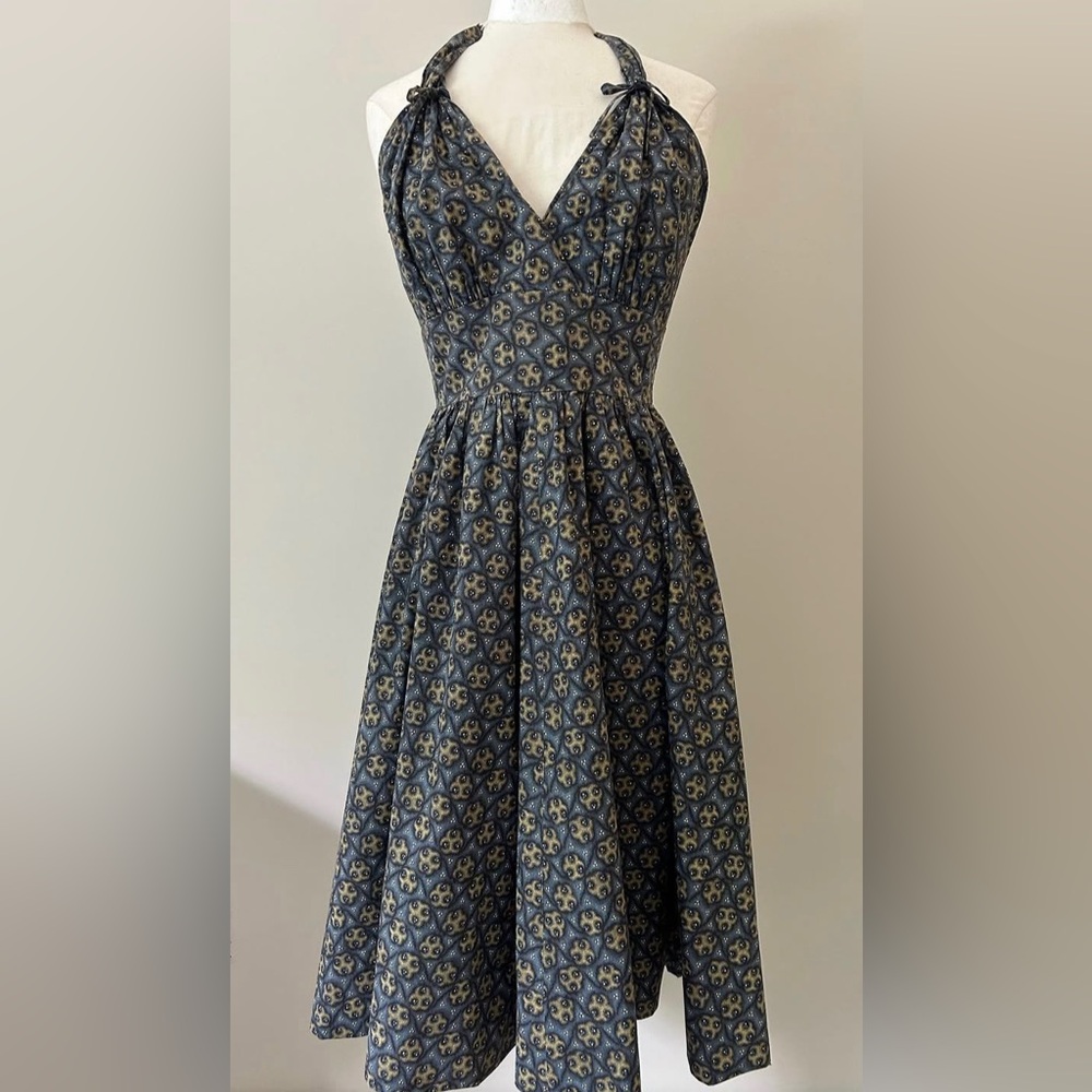 Vintage Polished Cotton Halter Dress